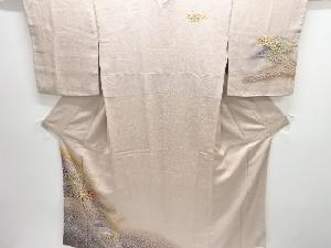 銀通し絞り　流水に花地紙模様訪問着